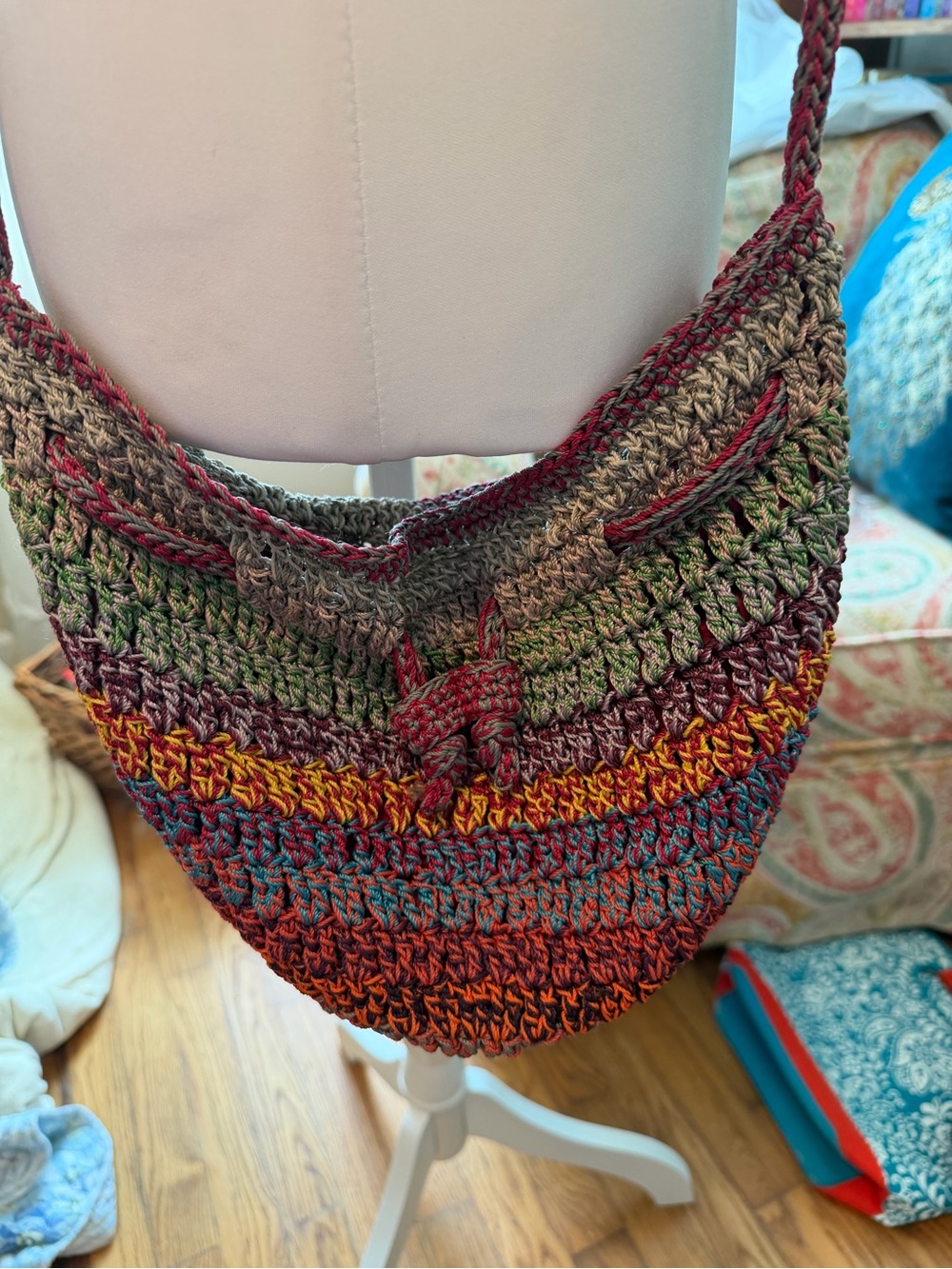 Mudd Multicolor Crochet Shoulder Bag with Braided Strap